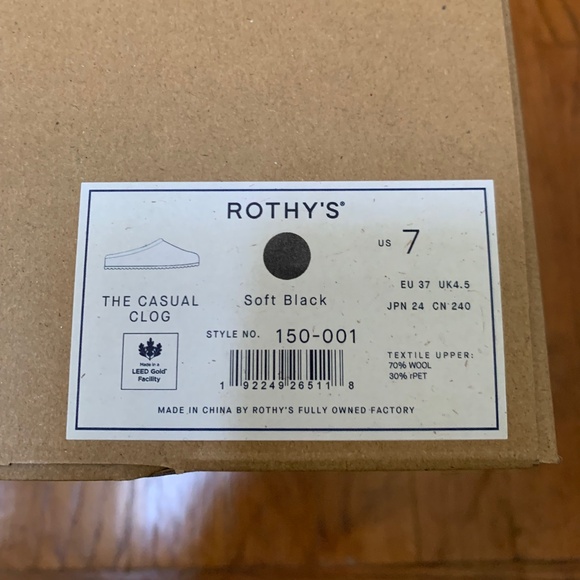 Rothy’s Clogs Soft Black NWB Size 7 - Picture 7 of 7